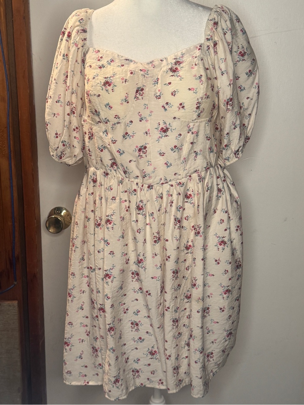 Wallflower Cream Mini Dress with Pink Floral Print